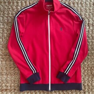 IZOD Men’s Advantage Performance Stretch Full Zip Track Jacket Red White Navy M